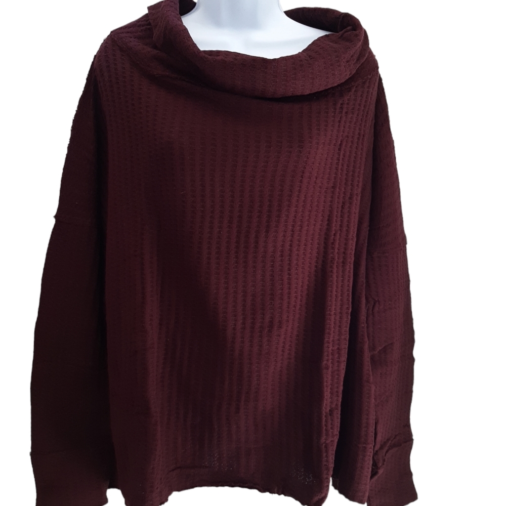 Free People Juicy Long Sleeve Waffle Top Date Night, Medium,